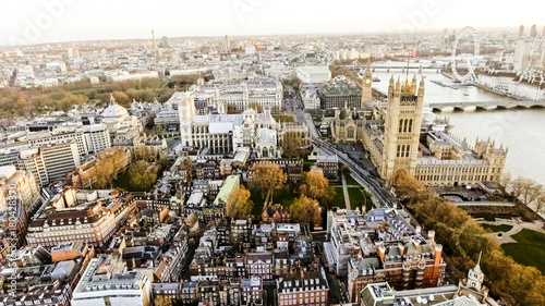 Canvas Print Aerial View Photo of Big Ben aka City of Westminster in London, England UK at Da