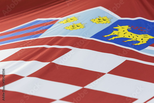 Croatian flag close up background