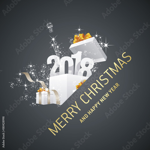 Merry Christmas and Happy New Year 2018 firework black card