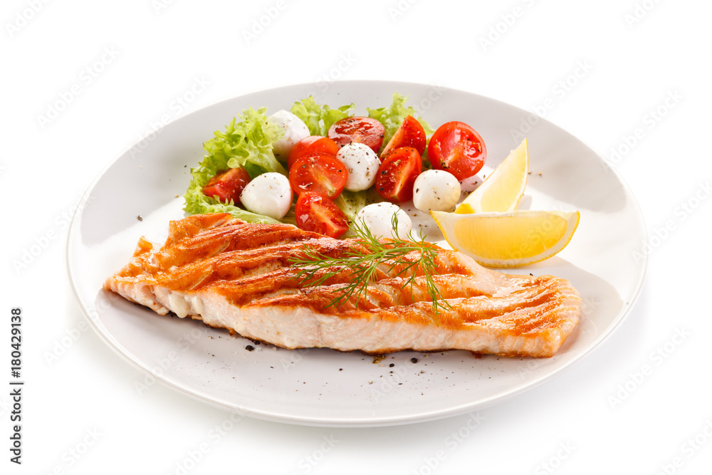 Grilled salmon with vegetables Grilled salmon with vegetables