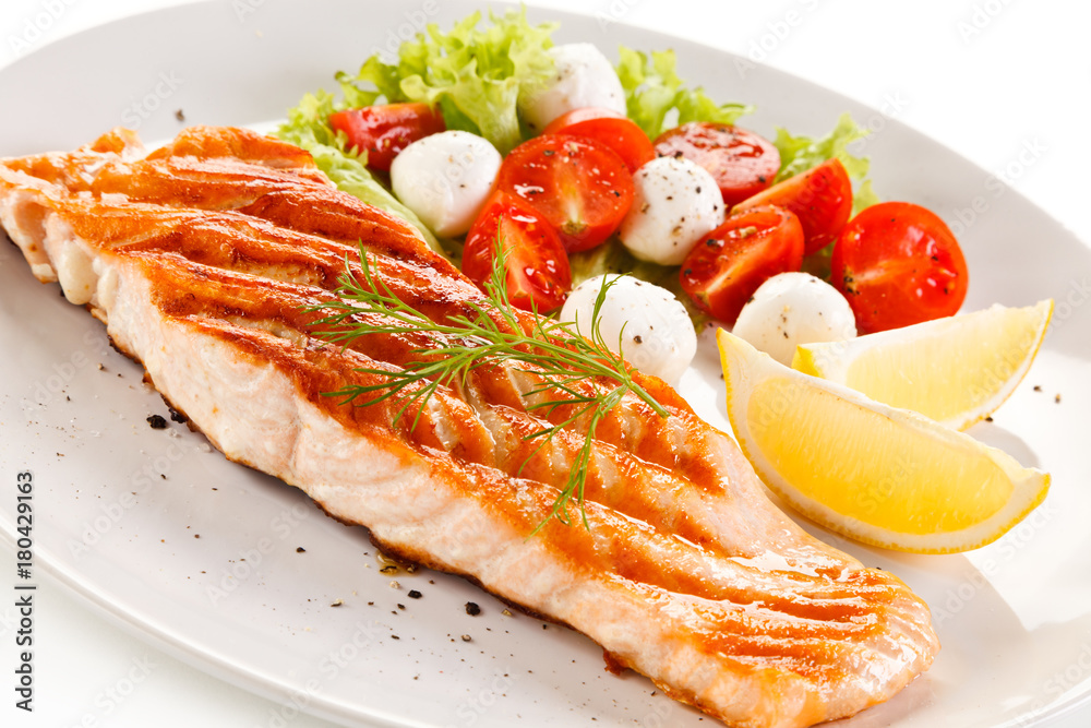 Grilled salmon with vegetables Grilled salmon with vegetables