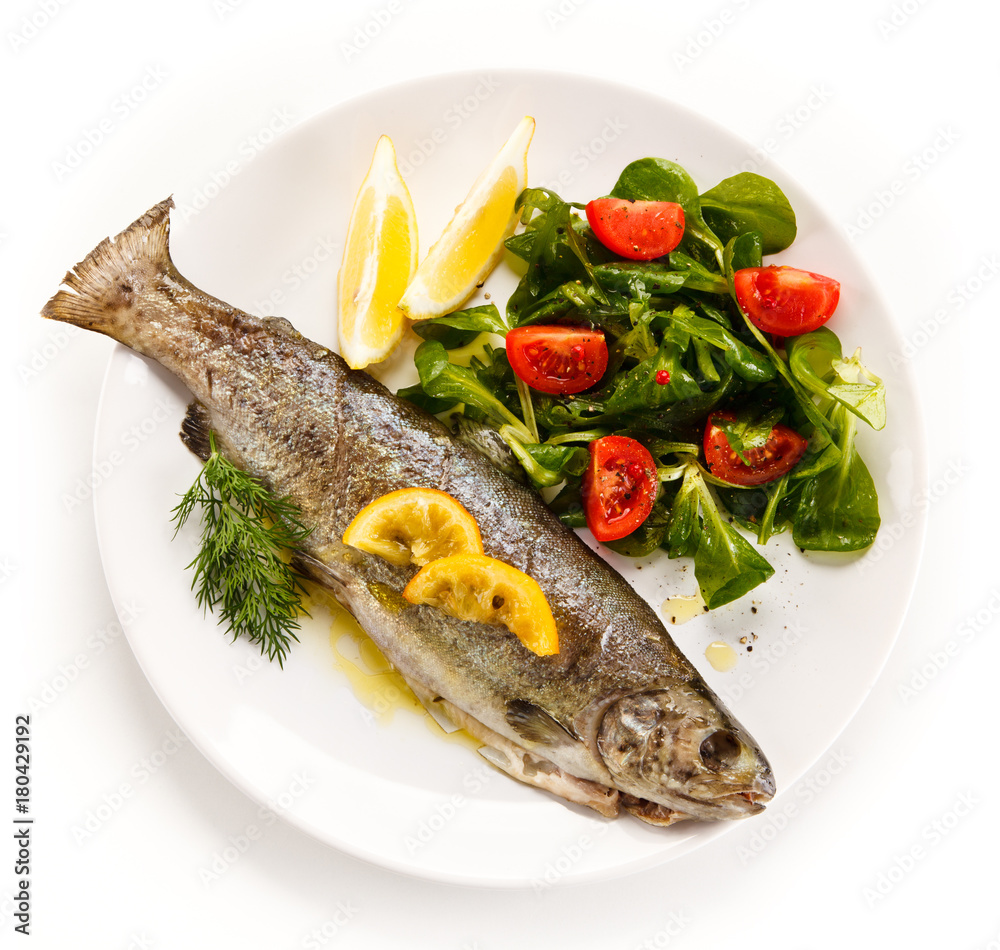 Fish dish - roasted trout with vegetables Fish dish - roasted trout with vegetables