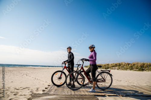 Healthy lifestyle - people riding bicycles