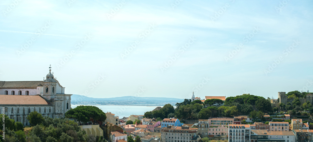 Fototapeta premium Castle of St. George and Convento da Graca in Lisbon.