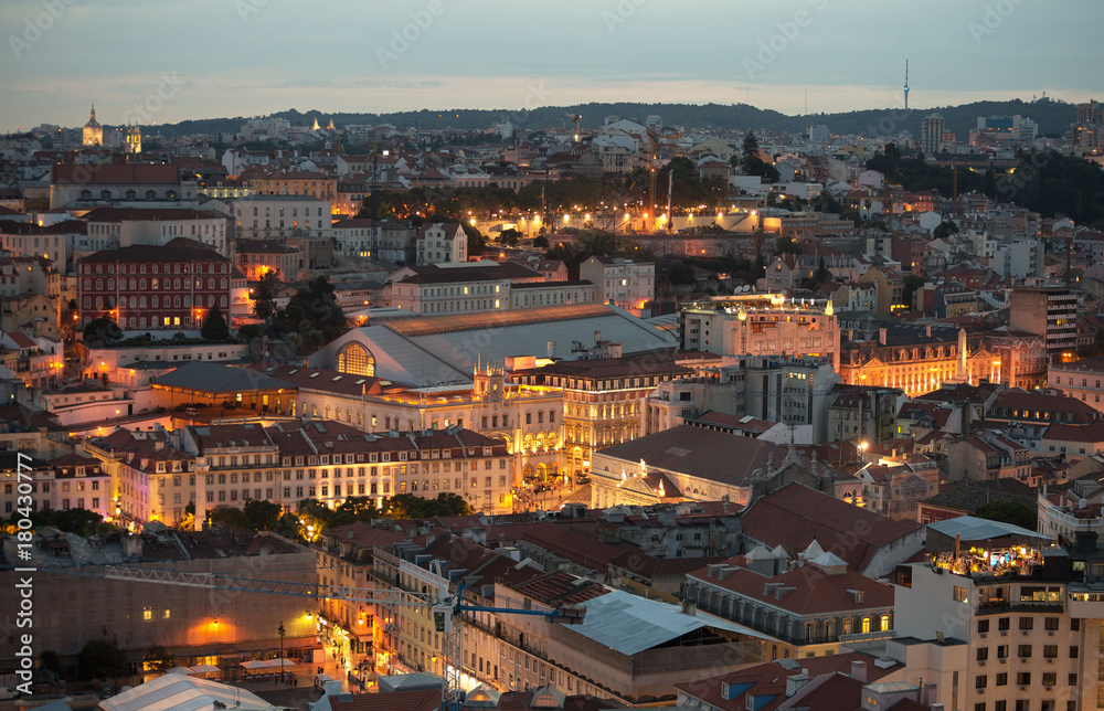 Aerial view of Rossio Train Station in Lisbon.