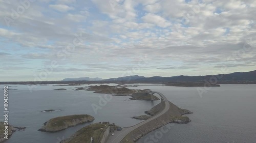 Aerial drone shot of stunning Atlantic Road in Norway photo