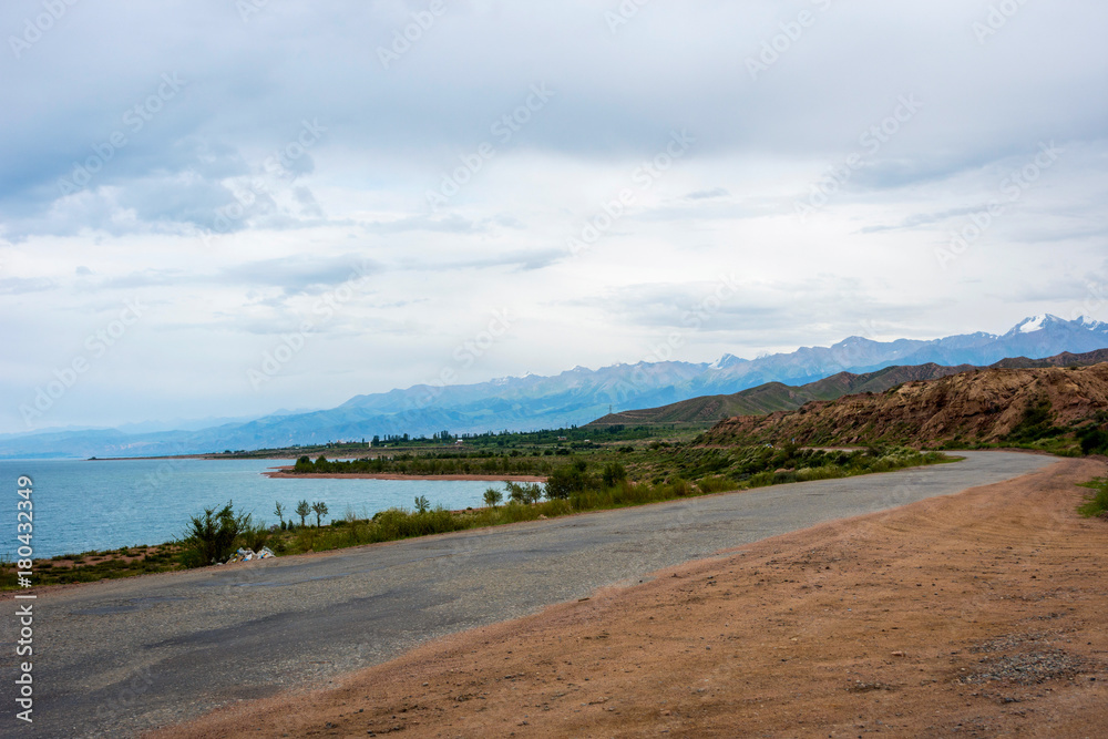 Road by the Karakol lake, Kyrgyzstan