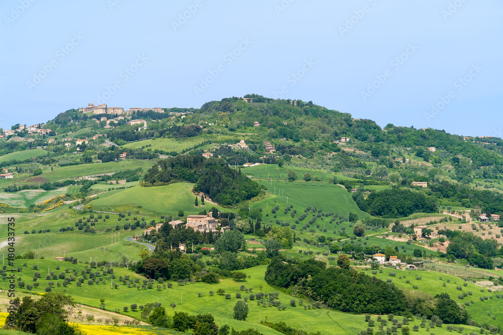 Typical Tuscany Landscape with Houses and Hills - Tuscany, Italy