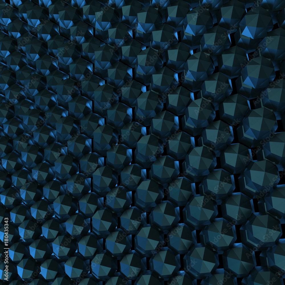 Obraz premium abstract background, crystal lattice of violet polyhedra, 3d render, 3d illustration