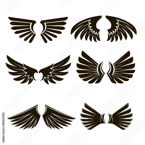 6 black and white wing icons