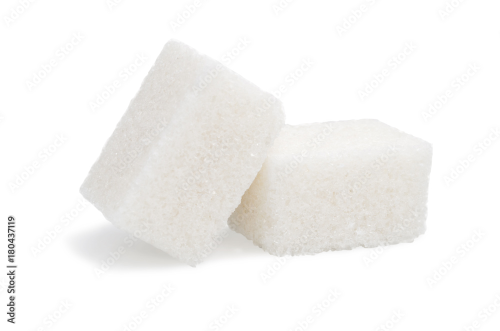 Two sugar cubes isolated on the white background Two sugar cubes isolated on the white background