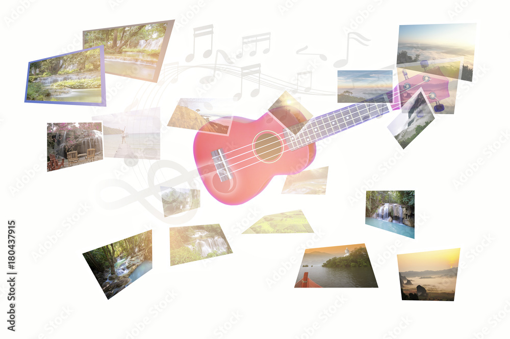 Relax to travel by music with ukulele 