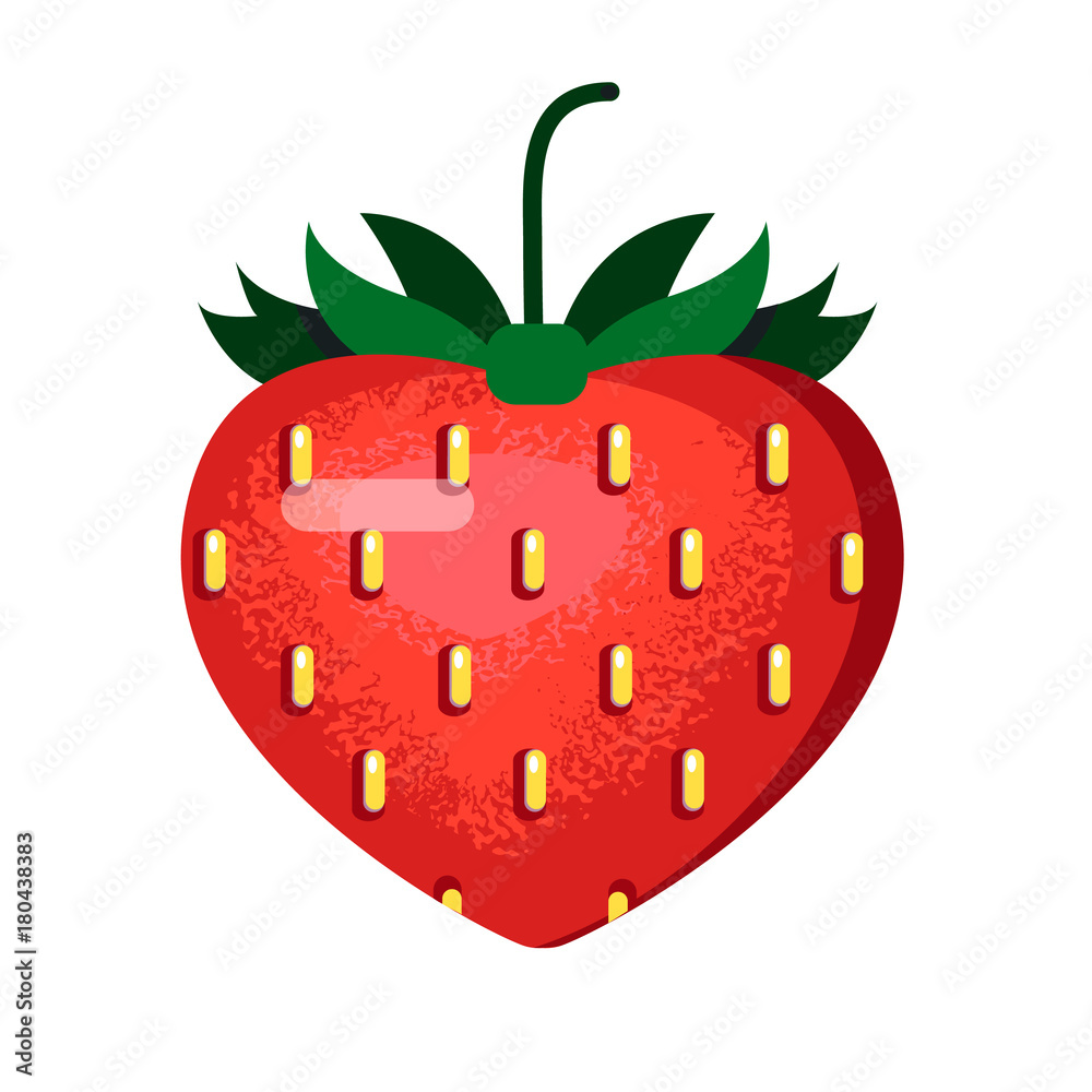 Obraz premium Ripe red strawberry in a flat style 