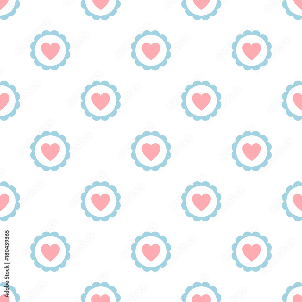 Hearts Seamless Pattern with Dot