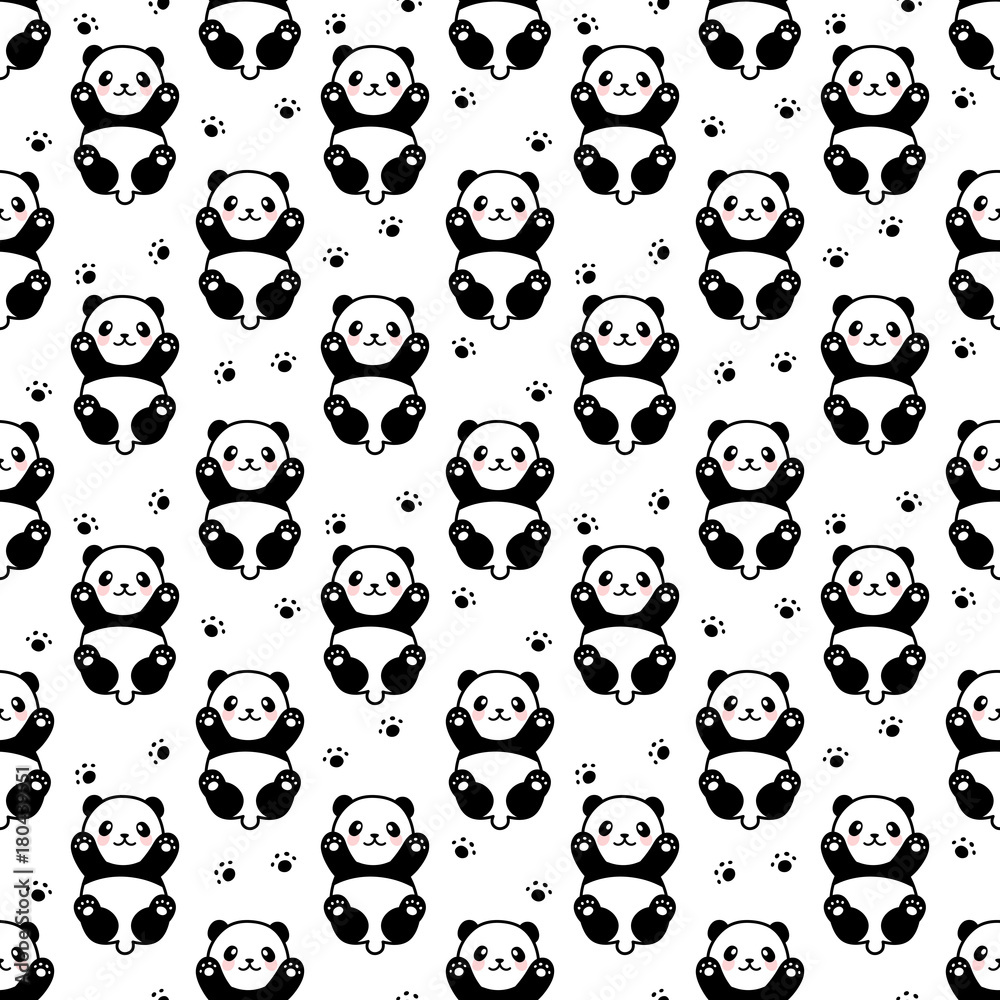 Cute Panda Seamless Pattern, Vector illustration Cute Panda Seamless Pattern, Vector illustration