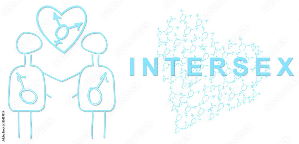 Illustration of two men as symbol of inter sex - transgender relationship Illustration of two men as symbol of inter sex - transgender relationship
