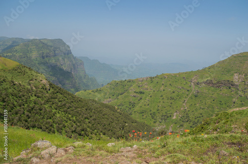 Fototapeta Naklejka Na Ścianę i Meble -  Hiking in the Simien Mountains, Ethiopia