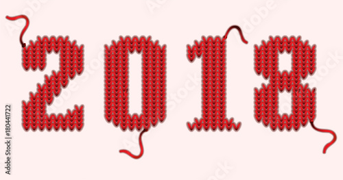 New 2018 year knitted banner, vector illustration