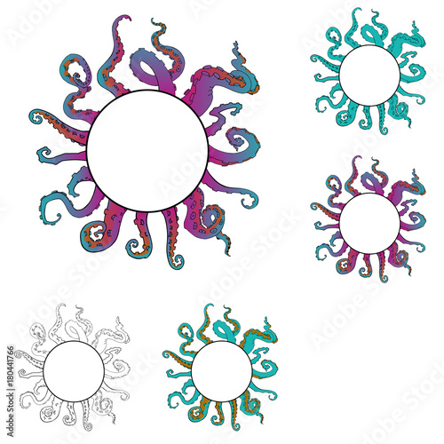 Vector sketch cartoon octopus tentacles