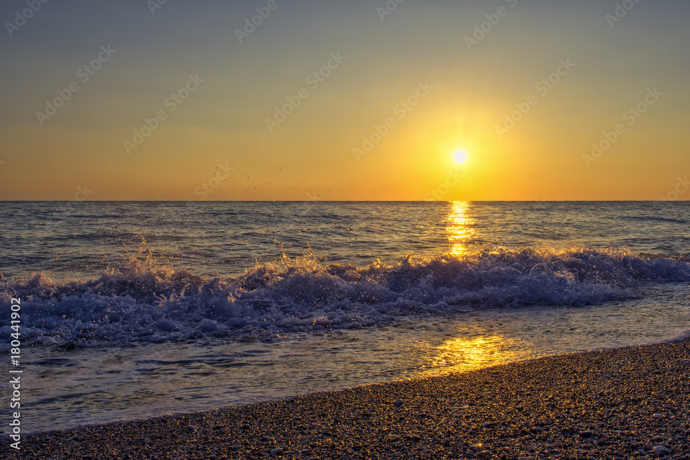 Golden sunrise at Mediterranean Sea - Kemer, Turkey