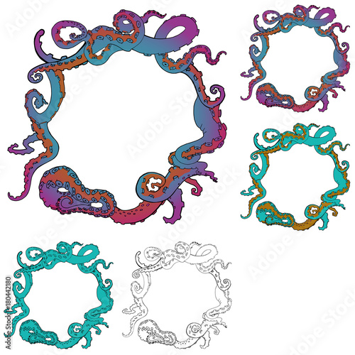Vector sketch cartoon octopus tentacles
