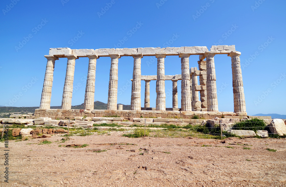 the temple of Poseidon at Cape Sounion Attica Greece the temple of Poseidon at Cape Sounion Attica Greece