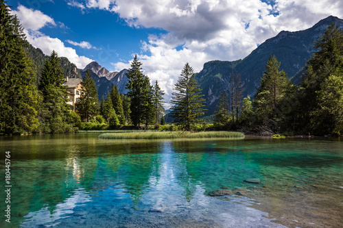 Lake Dobbiaco in the Dolomites, Italy