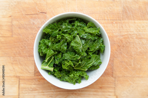 Bowl of healthy green kale  food with nutrition