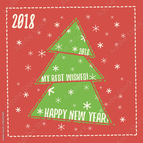 New year greeting card. Christmas greeting card. Vector illustration.