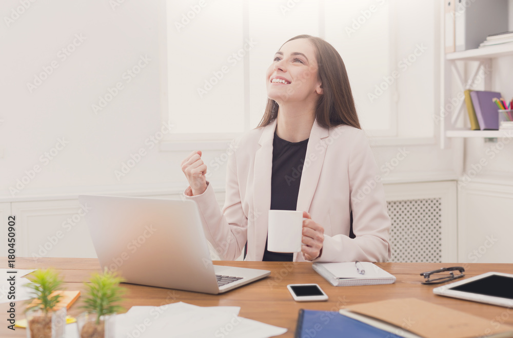 Business woman enjoying successful project Business woman enjoying successful project