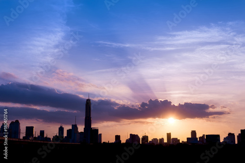 silhouette of cityscapes bangkok city on sunset sky background  thailand