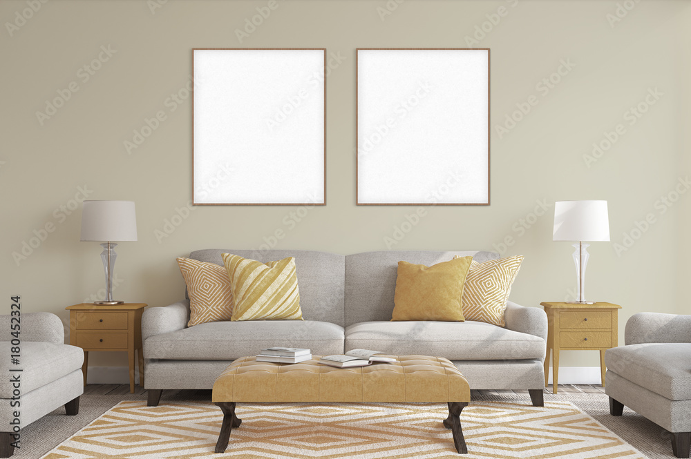 White isolated posters with black frame mockup White isolated posters with black frame mockup