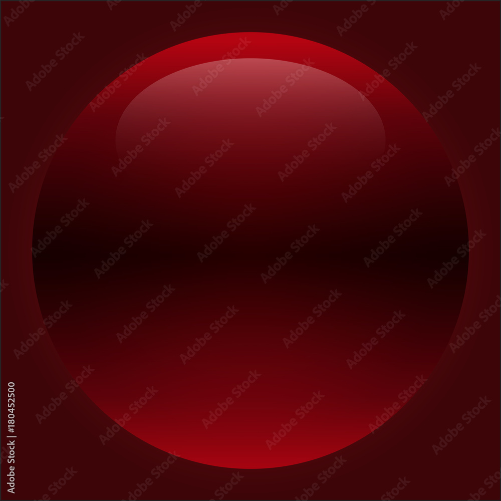 Shiny glossy red ball, 3d effect.