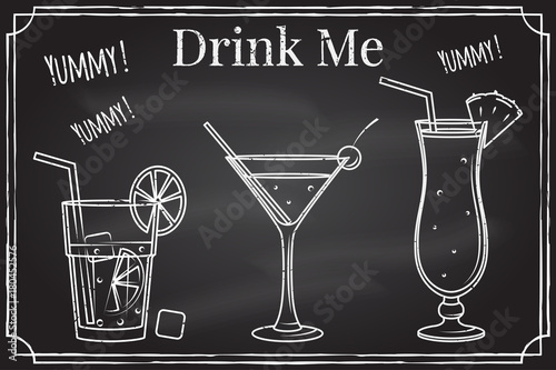 Set of cocktail icon. Drink me. Elements on the theme of the restaurant business.