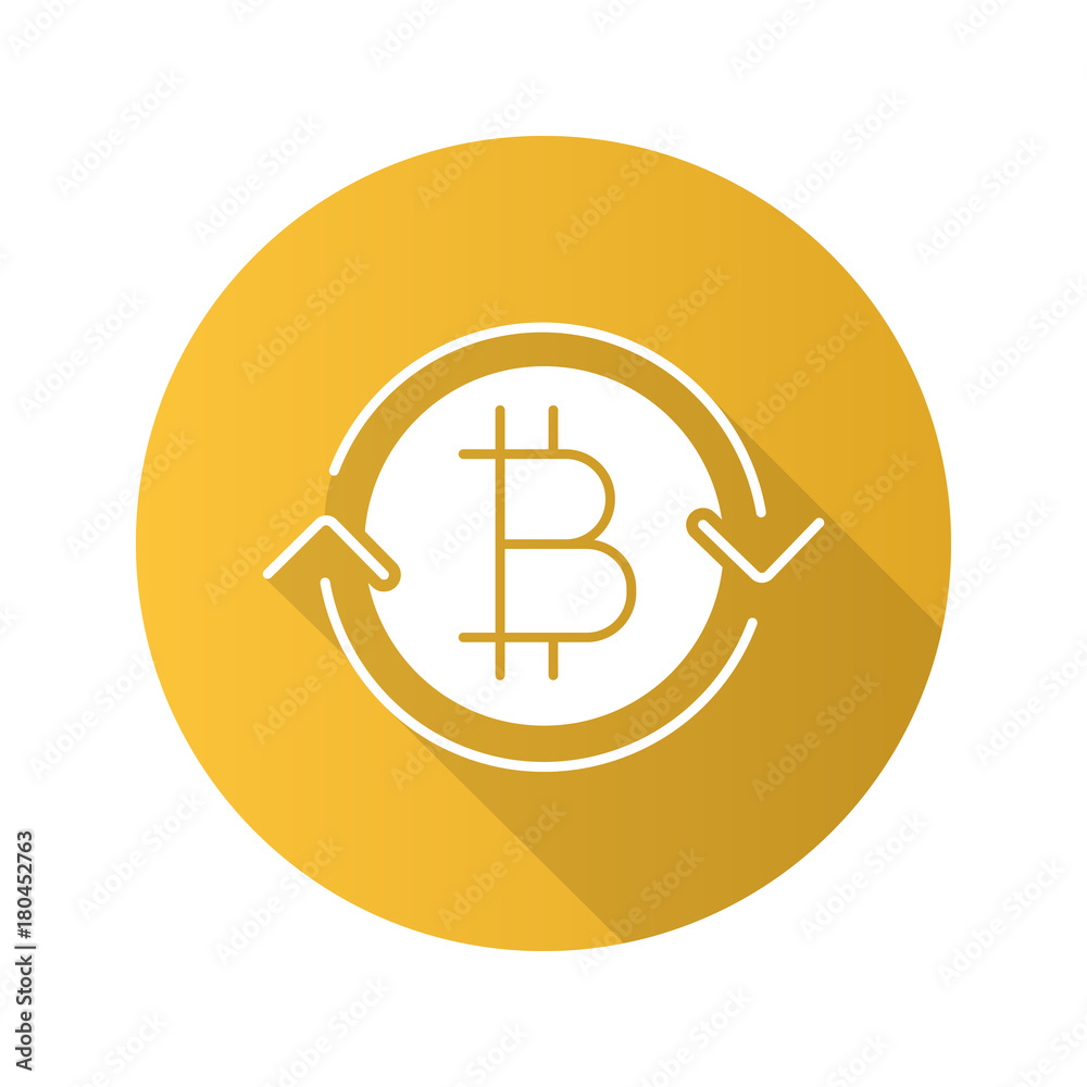 Bitcoin exchange flat design long shadow glyph icon Bitcoin exchange flat design long shadow glyph icon