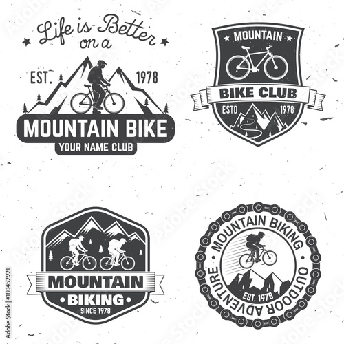 Set of Mountain biking clubs. Vector illustration.