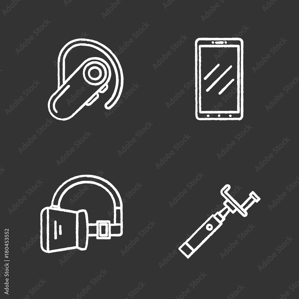 Gadgets chalk icons set Gadgets chalk icons set