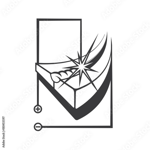 illustration consisting of an image of the welding process in the form of a symbol or logo