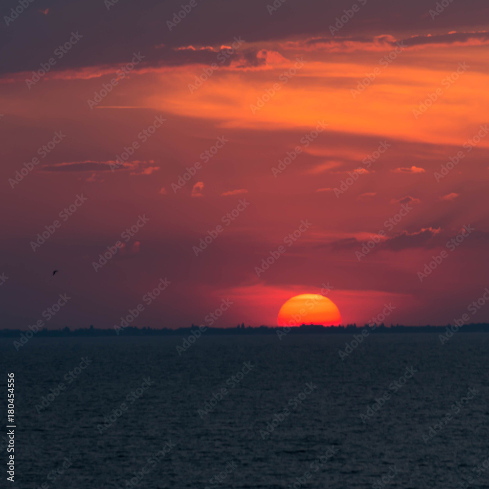 Orange sunset and the sea
