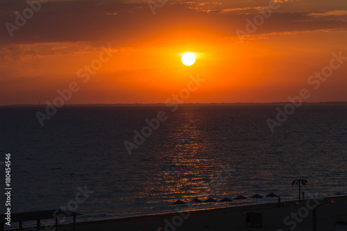 Orange sunset and the sea