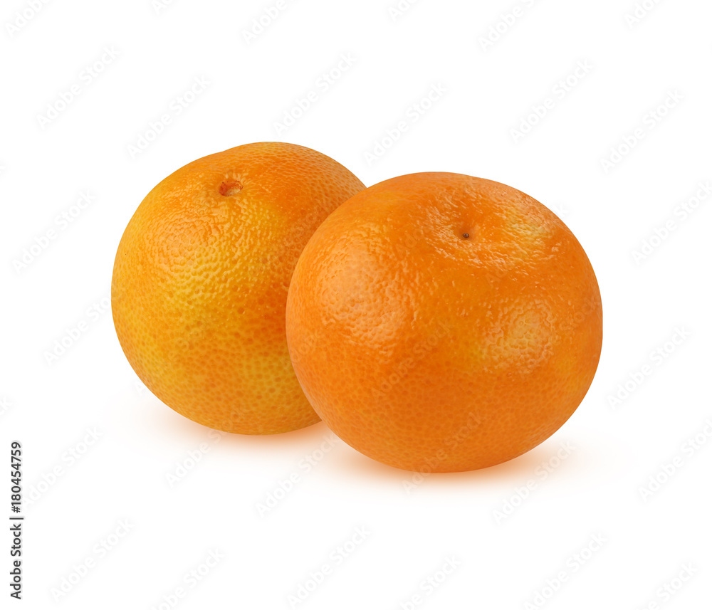 Two tangerines, isolated on white background with shadow. Two tangerines, isolated on white background with shadow.