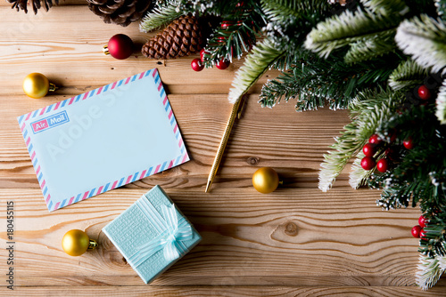 Blank message paper in christmas festive concept
