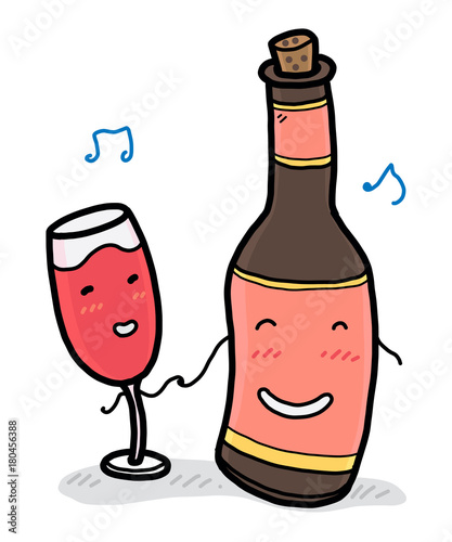 wine cartoon / vector and illustration, hand drawn style, isolated on white background.
