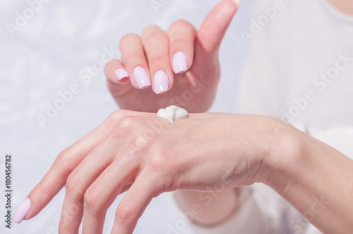 woman hands with cream