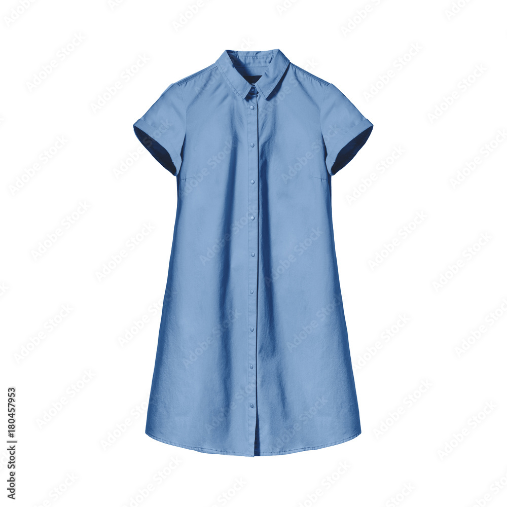 Cyan blue long woman`s shirt isolated on white background Cyan blue long woman`s shirt isolated on white background