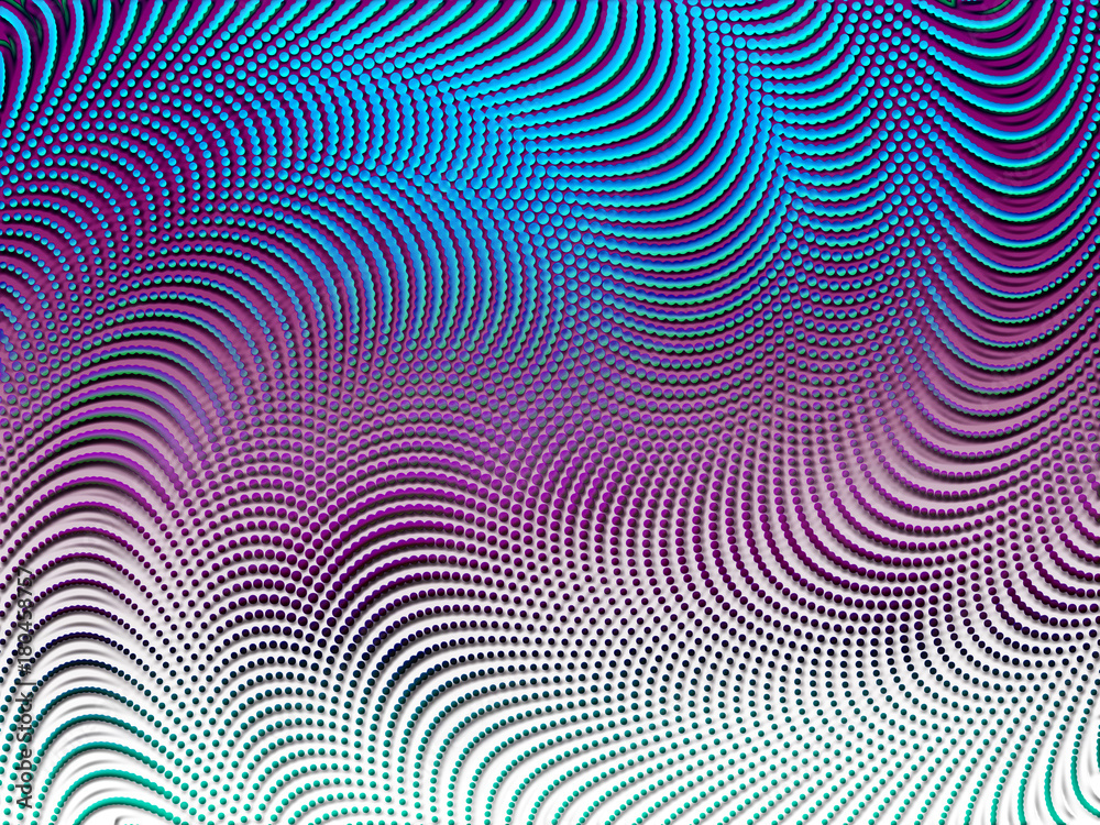 Simple halftone pattern with coloured waves and swirls