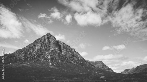 dramatic landscape just outside of glencoe in the scottish highlands in black and white © raphoto