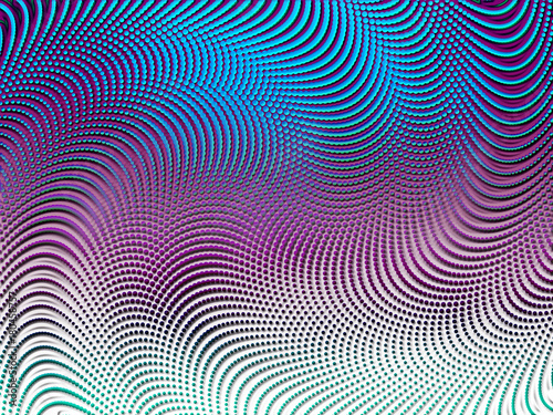 Simple halftone pattern with coloured waves and swirls