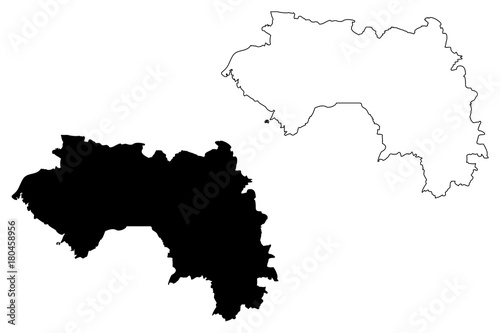 Guinea map vector illustration, scribble sketch Republic of Guinea