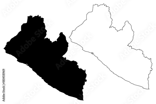 Liberia map vector illustration, scribble sketch Republic of Liberia